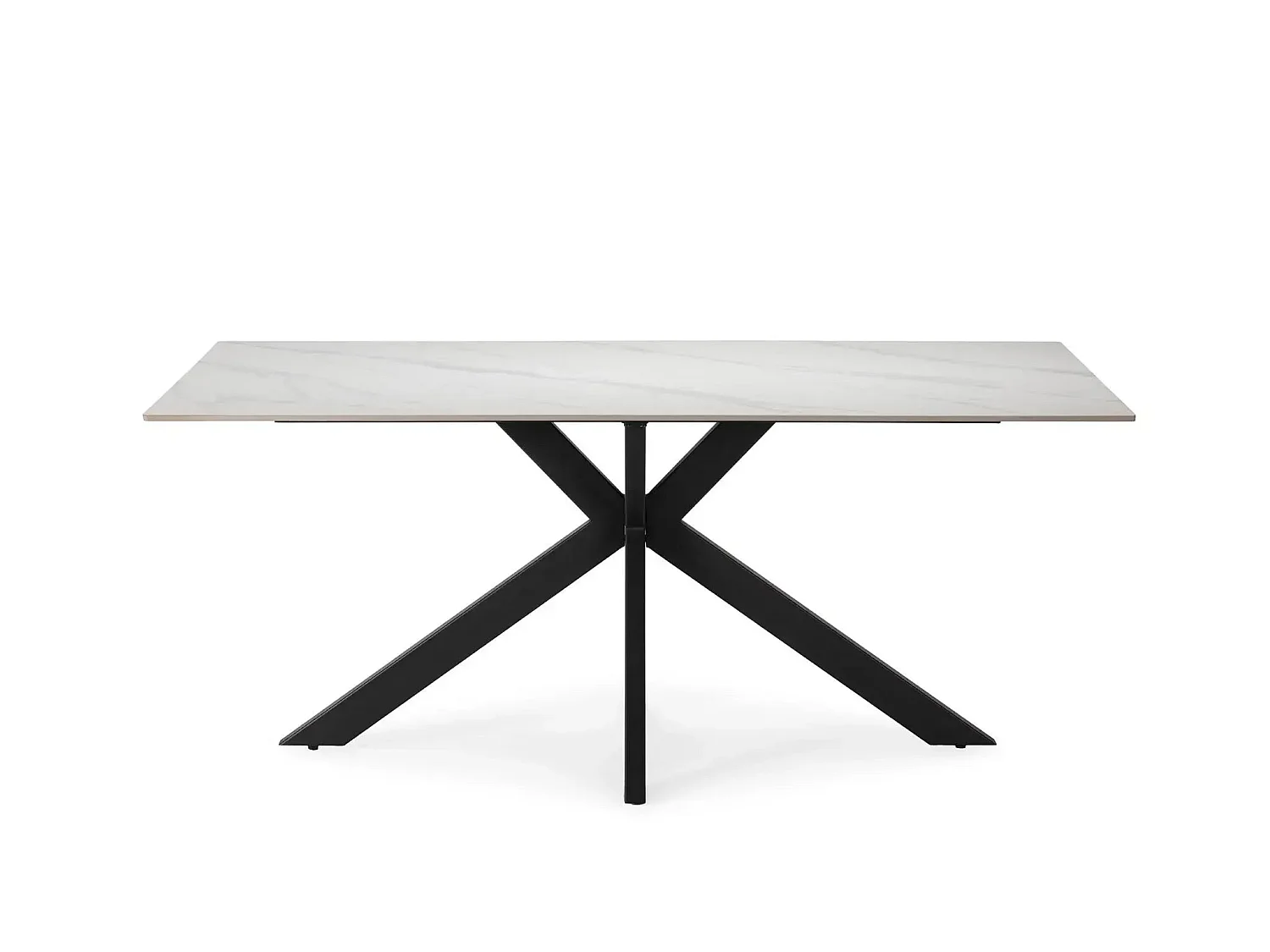 RAMI - Table à manger rectangulaire 180cmpieds en métal noir - Blanc