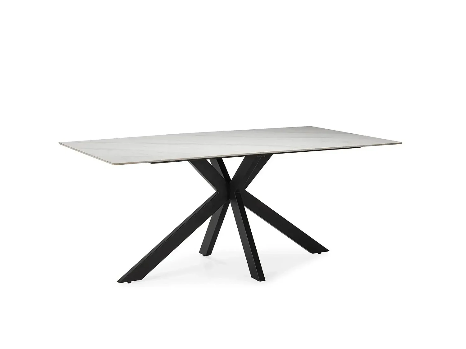 RAMI - Table à manger rectangulaire 180cmpieds en métal noir - Blanc