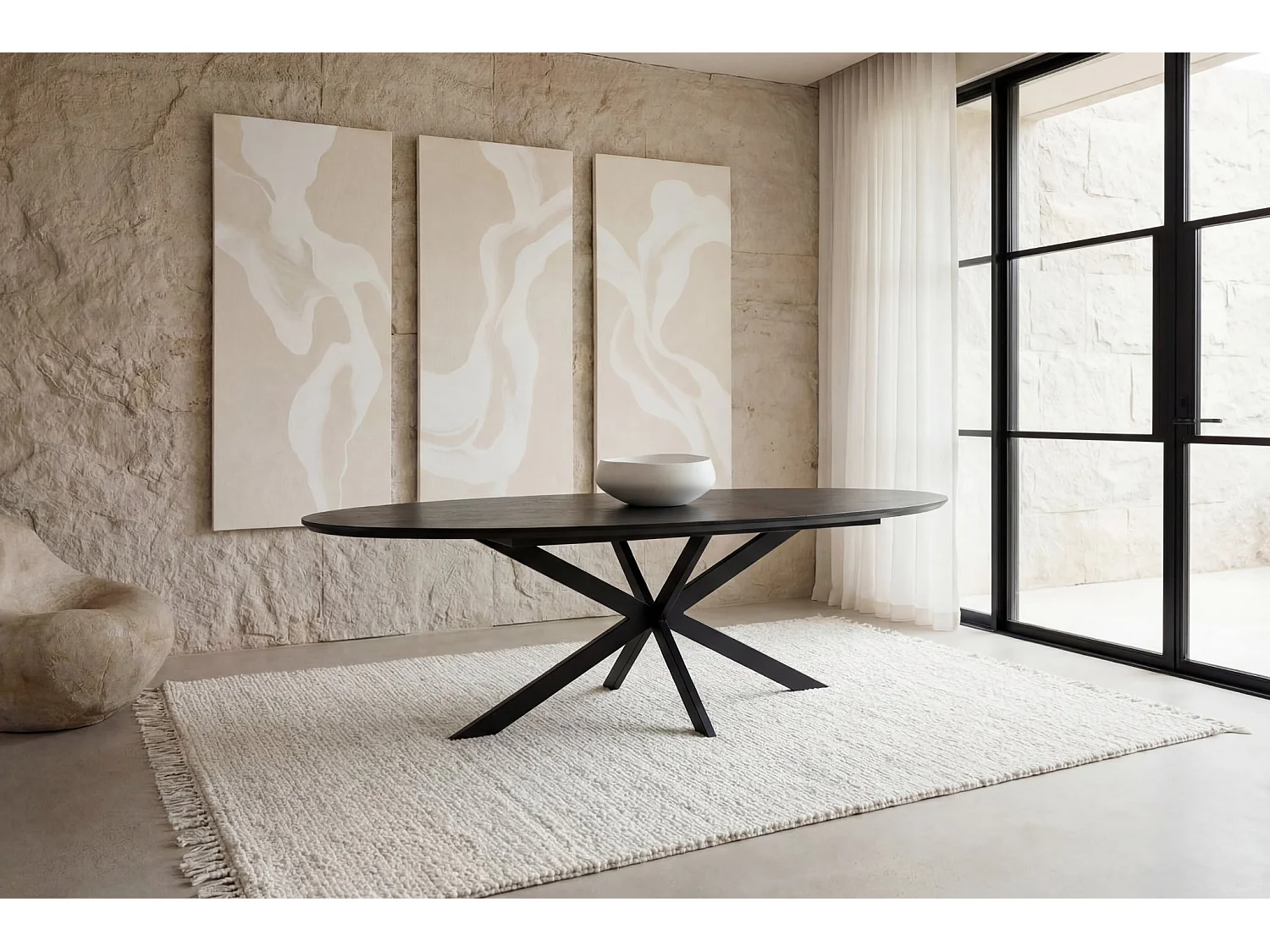 SOHANA - Table à manger extensible 126cmpieds en métal noir Chêne foncé
