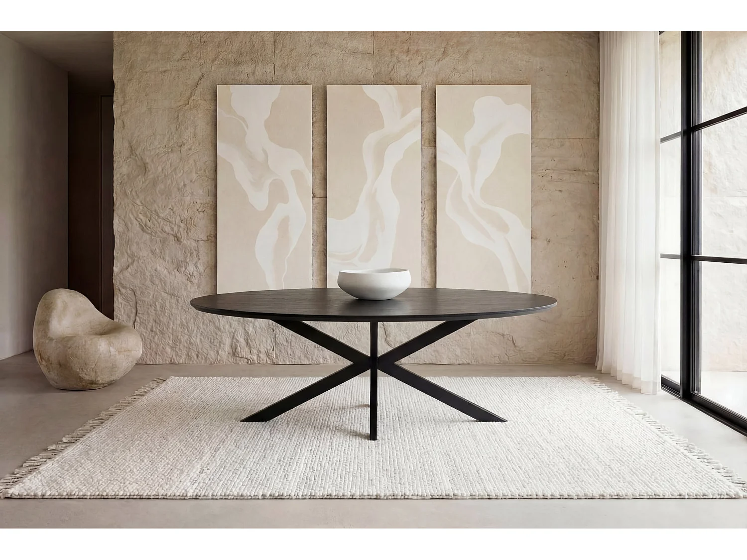 SOHANA - Table à manger extensible 126cmpieds en métal noir Chêne foncé