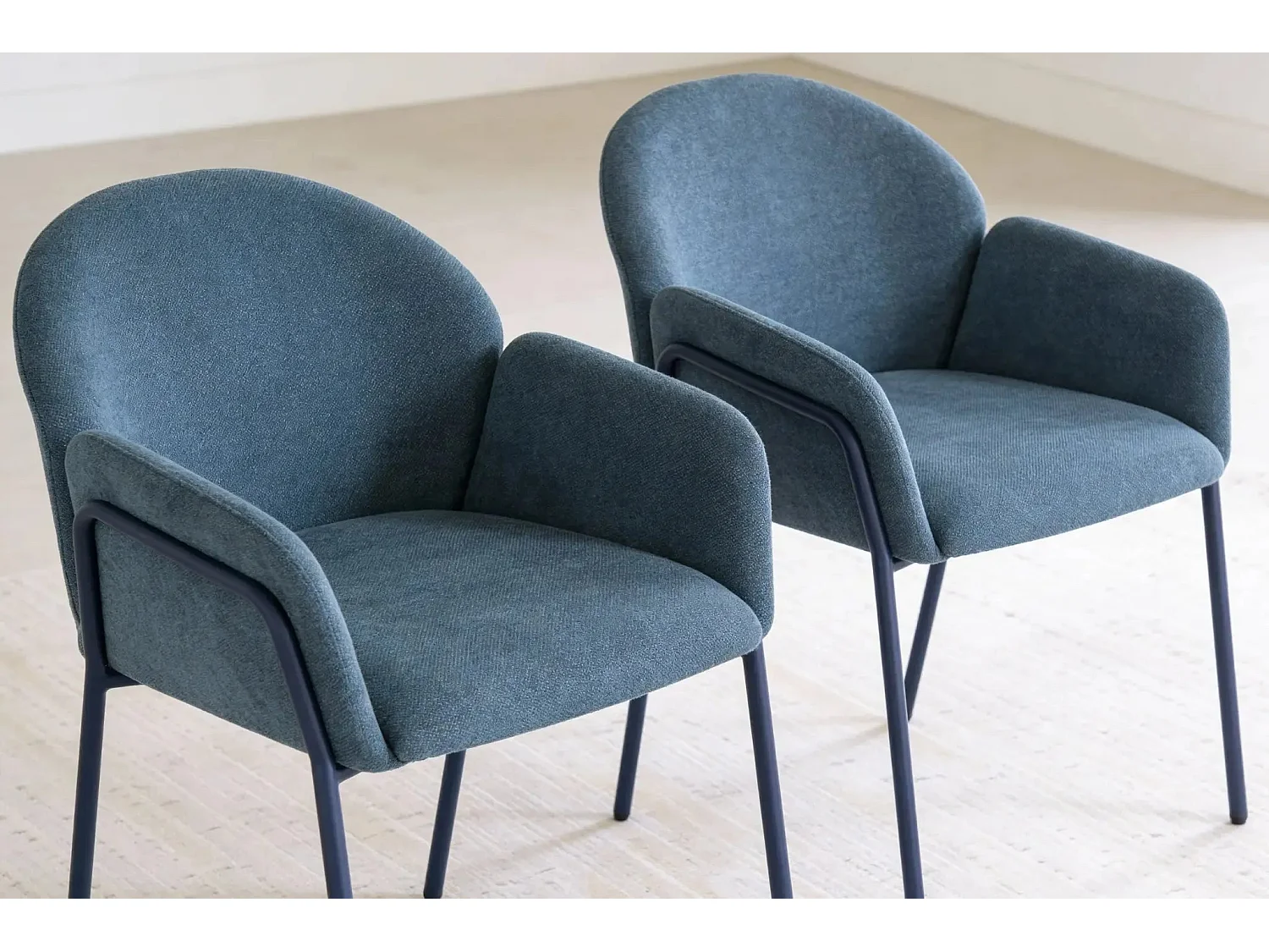 NAYA - Lot de 2 chaises tissu - Bleu