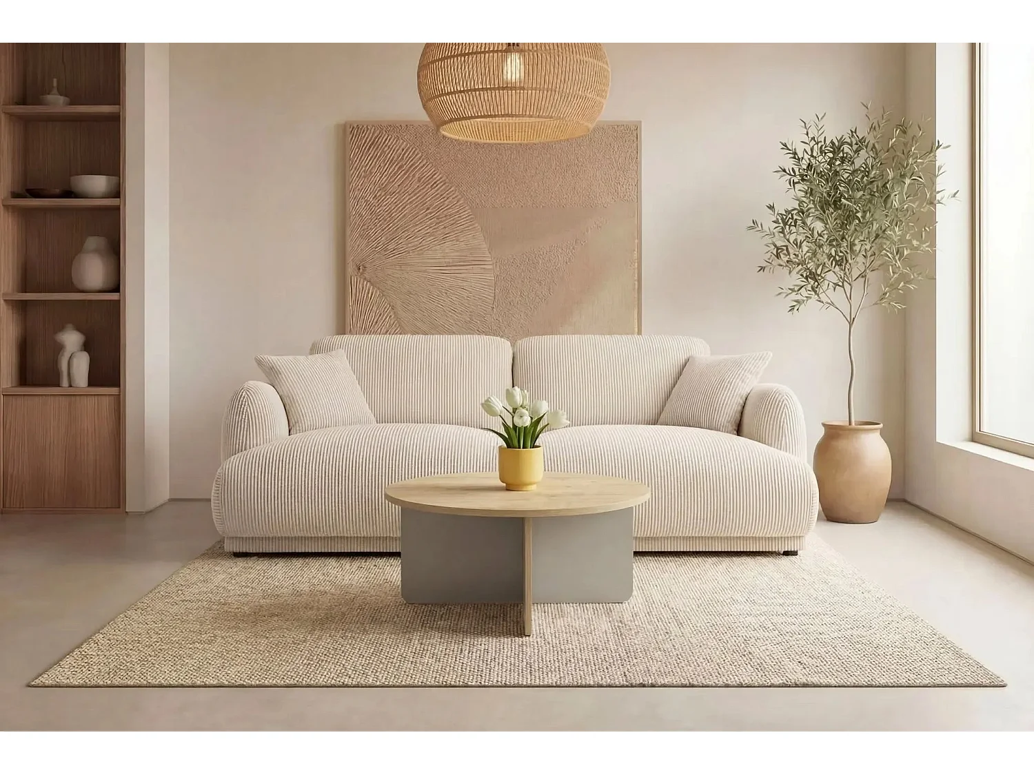 ARIA - Table basse ronde 80cm en mélamine - Vert
