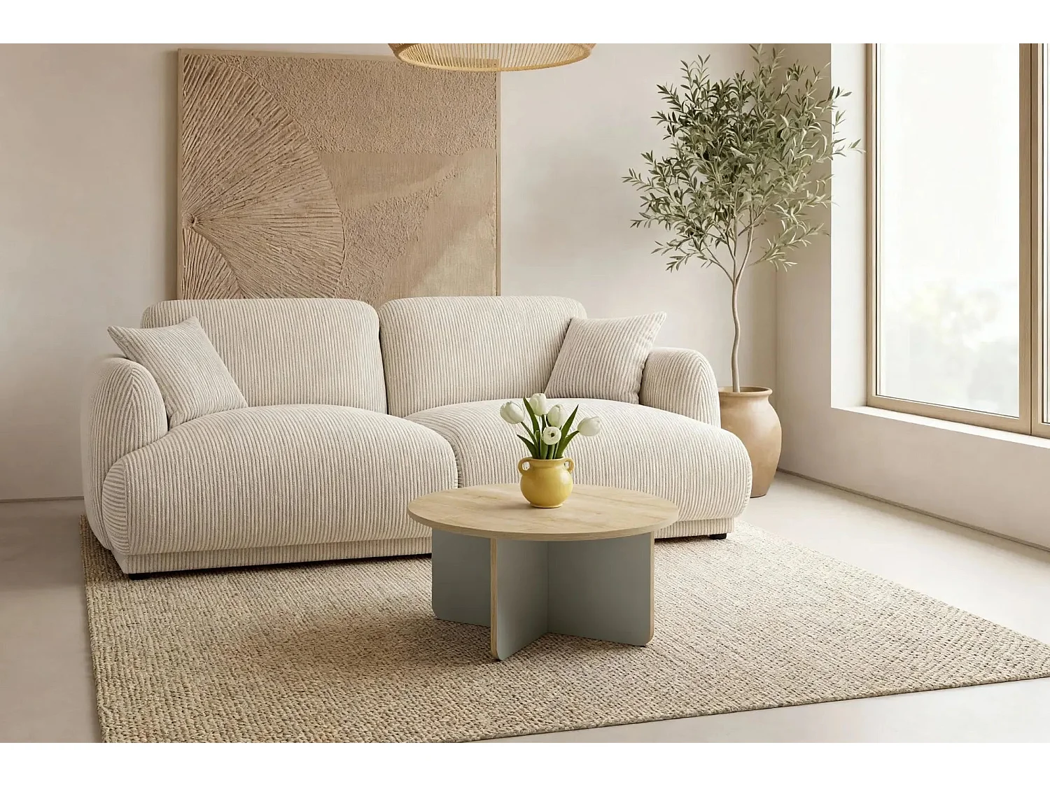 ARIA - Table basse ronde 80cm en mélamine - Vert