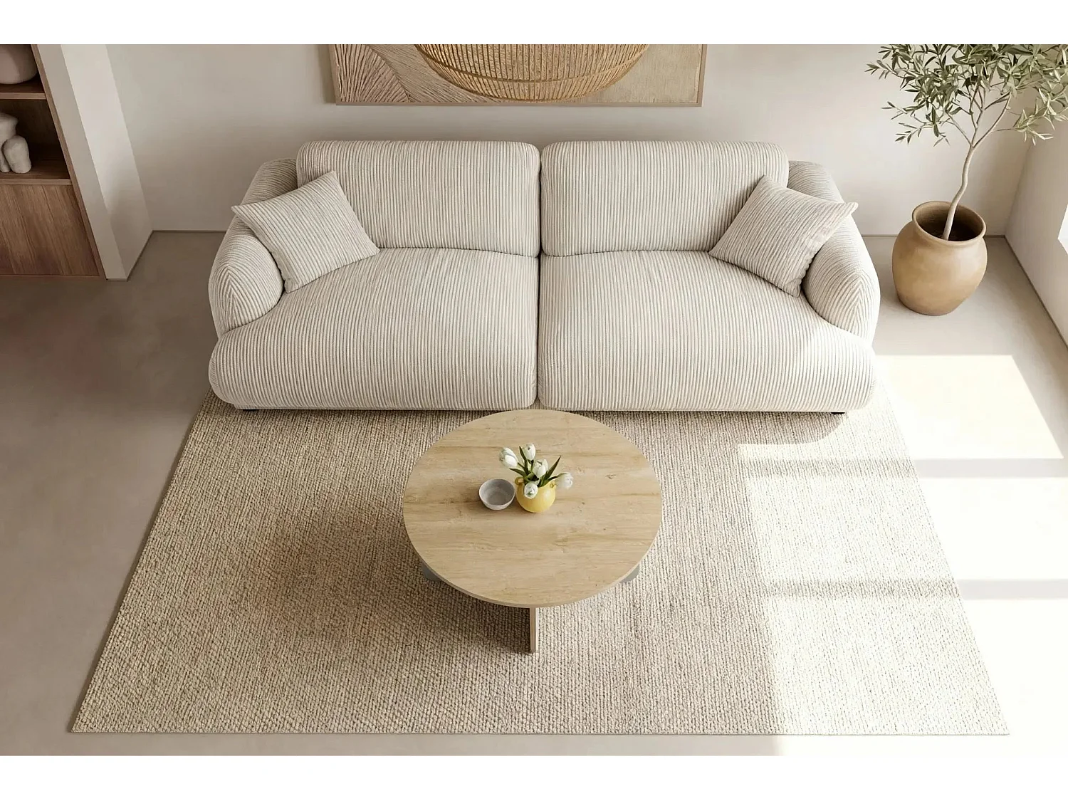 ARIA - Table basse ronde 80cm en mélamine - Vert
