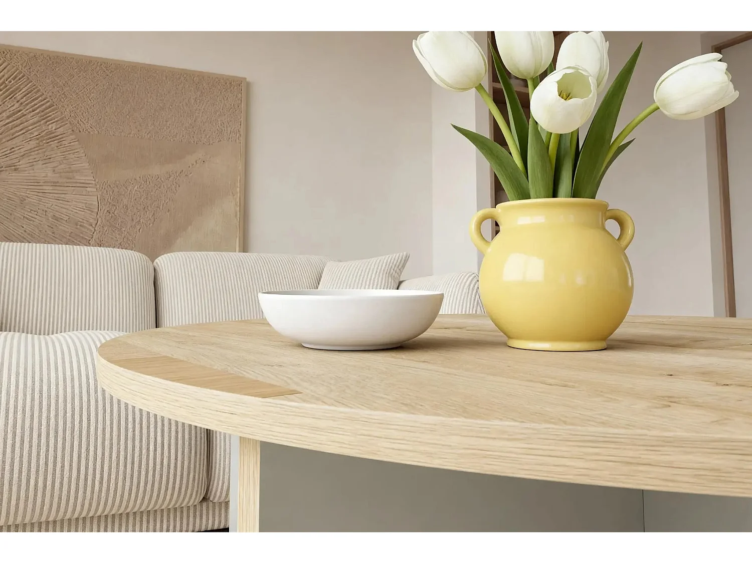 ARIA - Table basse ronde 80cm en mélamine - Vert