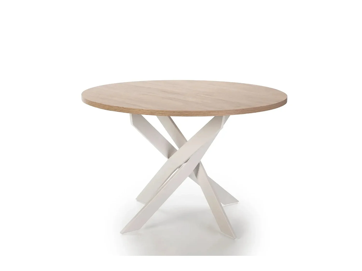 MINOA - Table à manger ronde 120cmpieds en métal - Blanc
