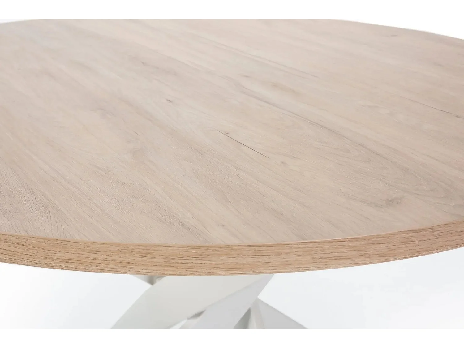 MINOA - Table à manger ronde 120cmpieds en métal - Blanc