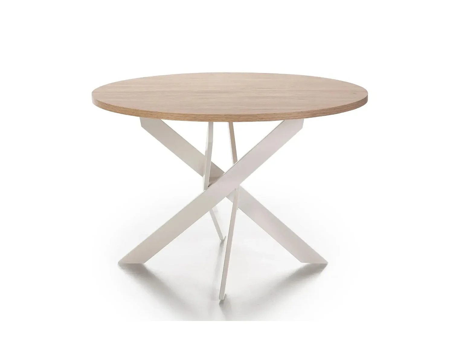 MINOA - Table à manger ronde 120cmpieds en métal - Blanc
