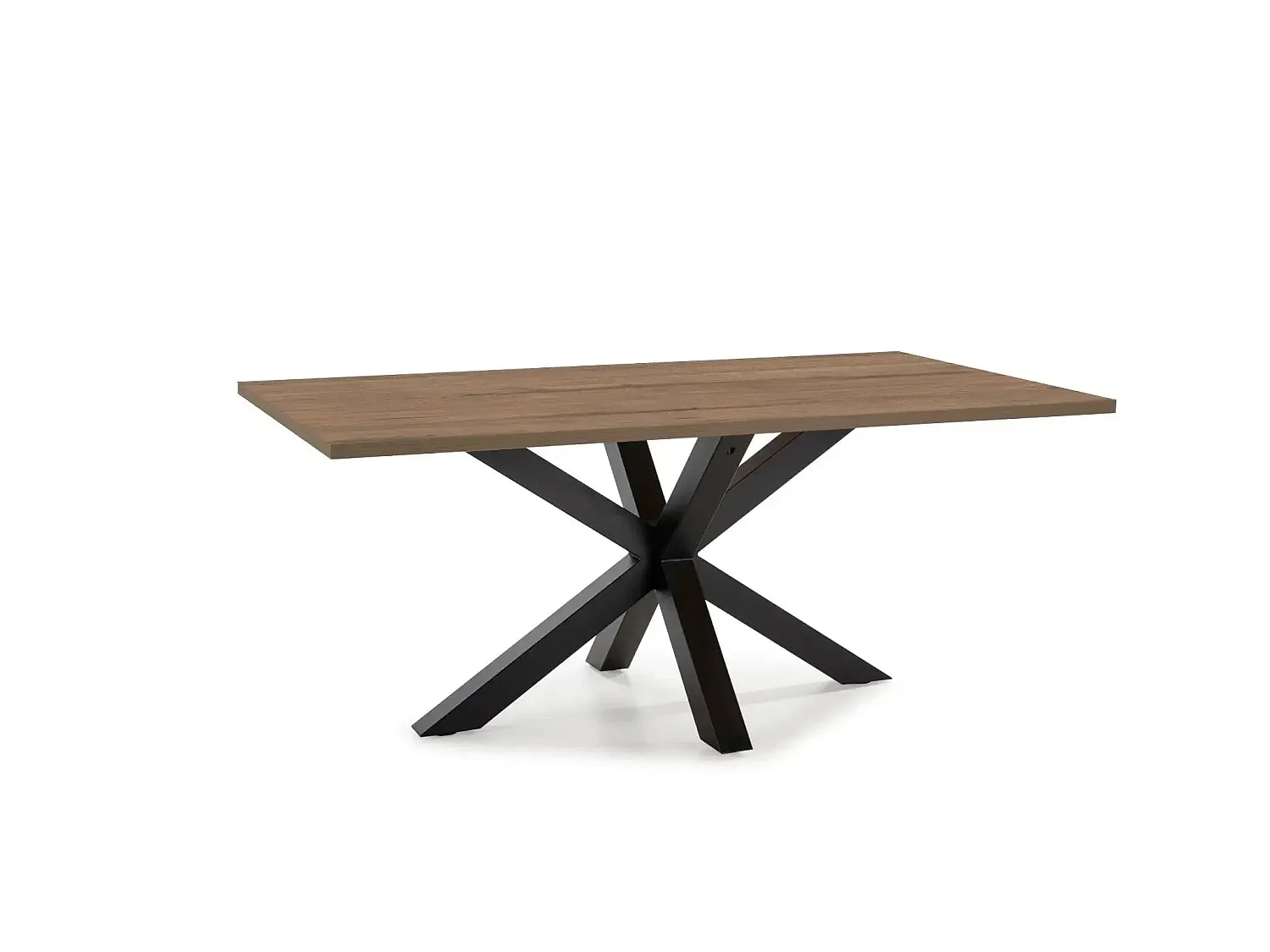 SILTA - Table à manger rectangulaire 180cmpieds en métal noir - Chêne foncé