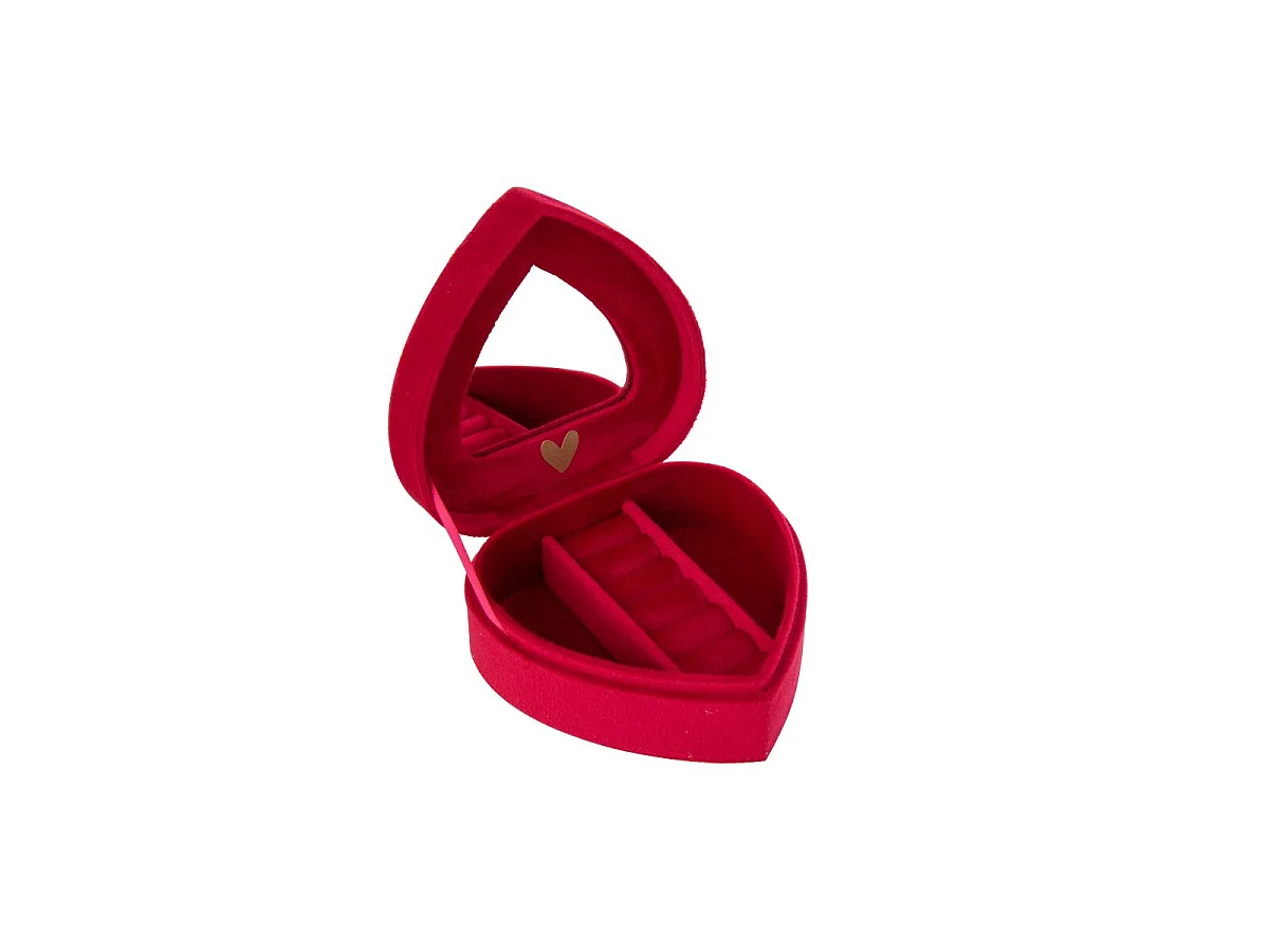 Boîte à Bijoux Cœur Avec Miroir "Oto" 11cm Rouge