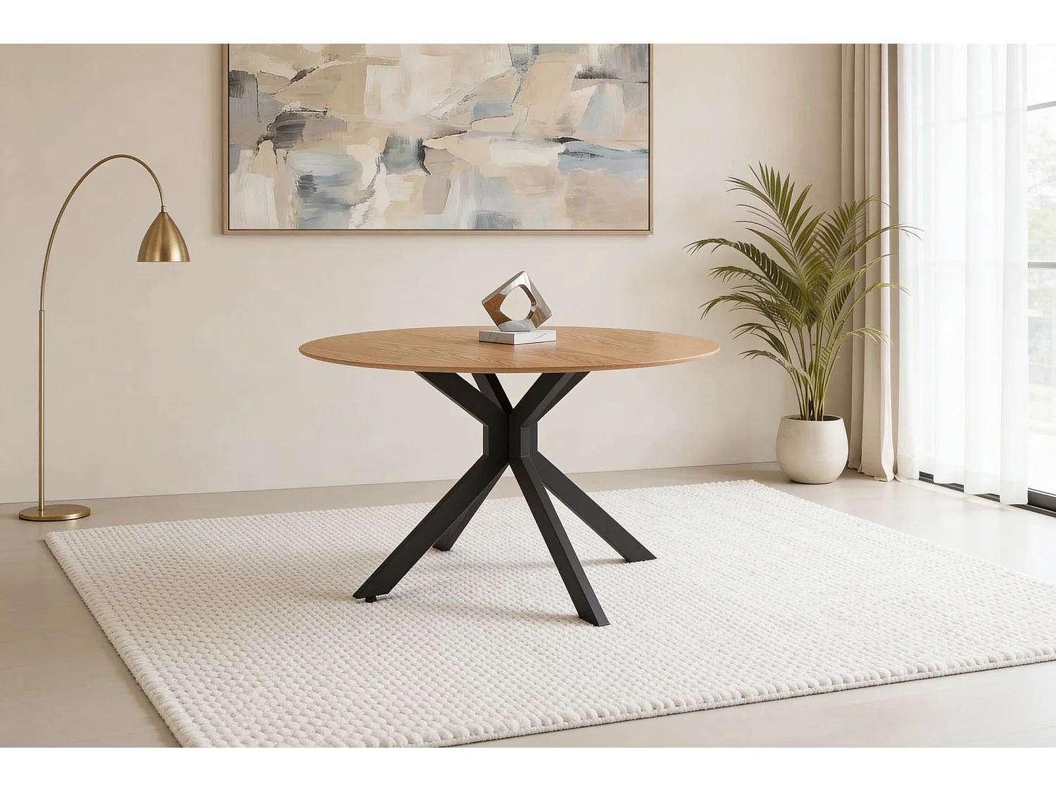 RIVA - Table à manger pliante ronde 110cmpieds en métal
