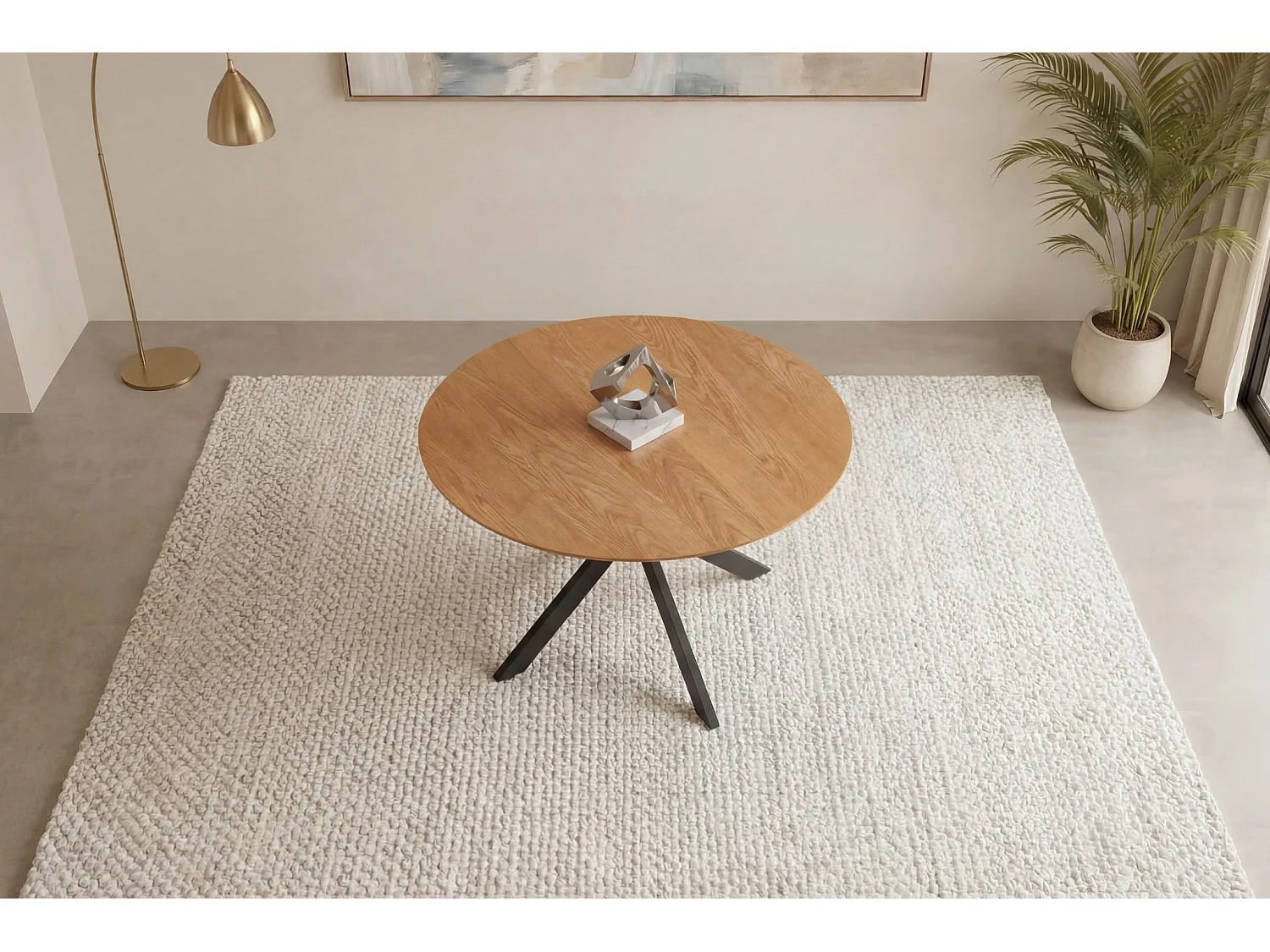 RIVA - Table à manger pliante ronde 110cmpieds en métal