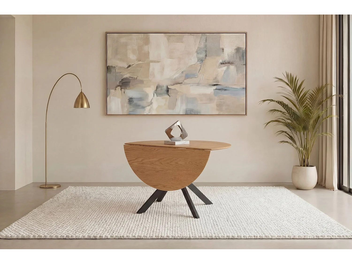 RIVA - Table à manger pliante ronde 110cmpieds en métal