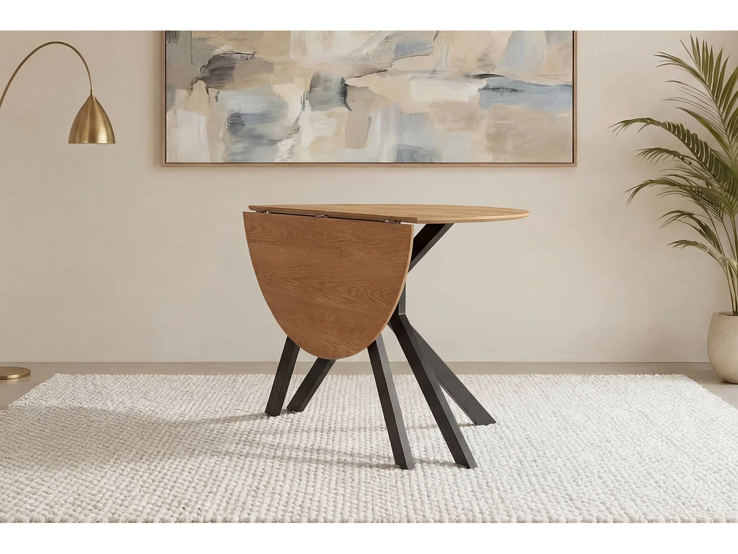 RIVA - Table à manger pliante ronde 110cmpieds en métal