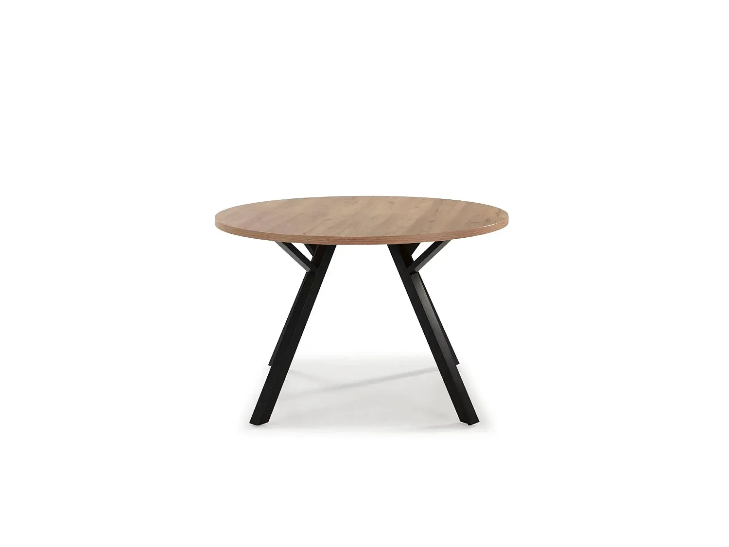 ILOA - Table à manger ronde 120cmpieds en métal noir - Chêne clair