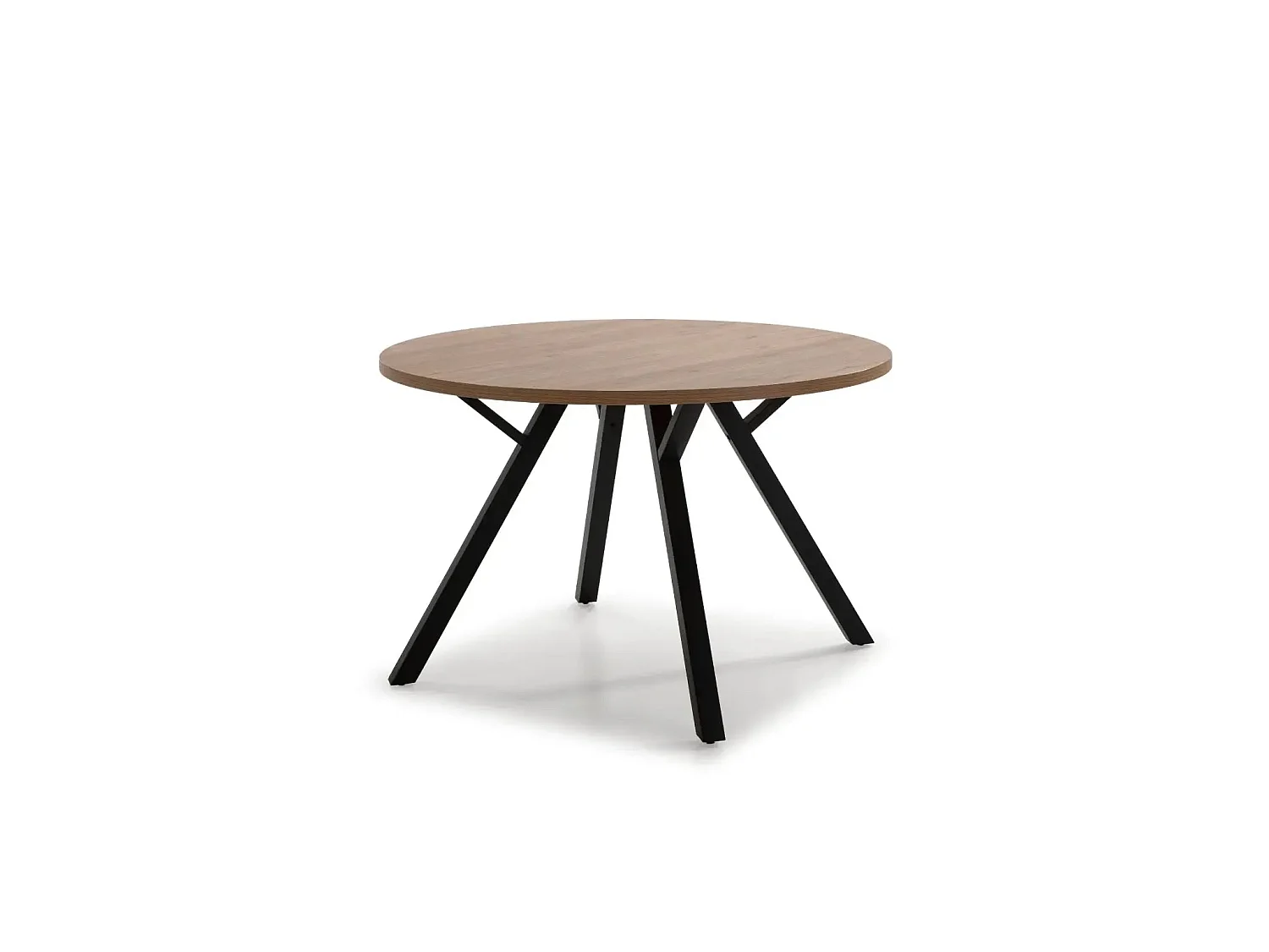 ILOA - Table à manger ronde 120cmpieds en métal noir - Chêne clair