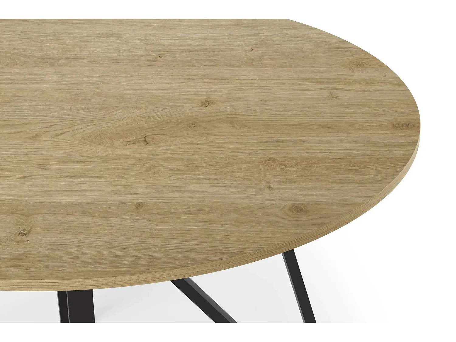 DEVA - Table à manger ronde - 120cmpieds en métal noir - Chêne clair