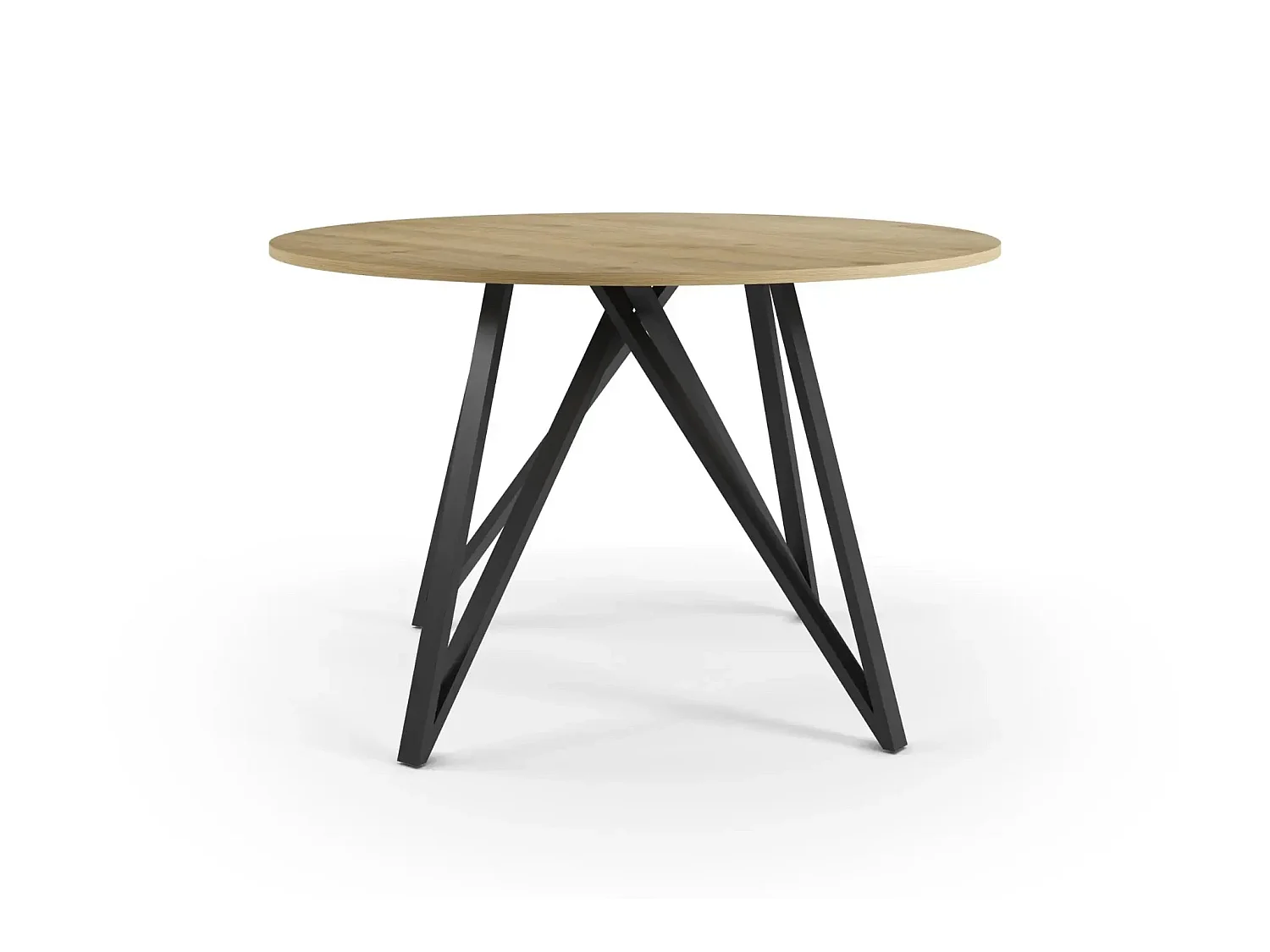 DEVA - Table à manger ronde - 120cmpieds en métal noir - Chêne clair