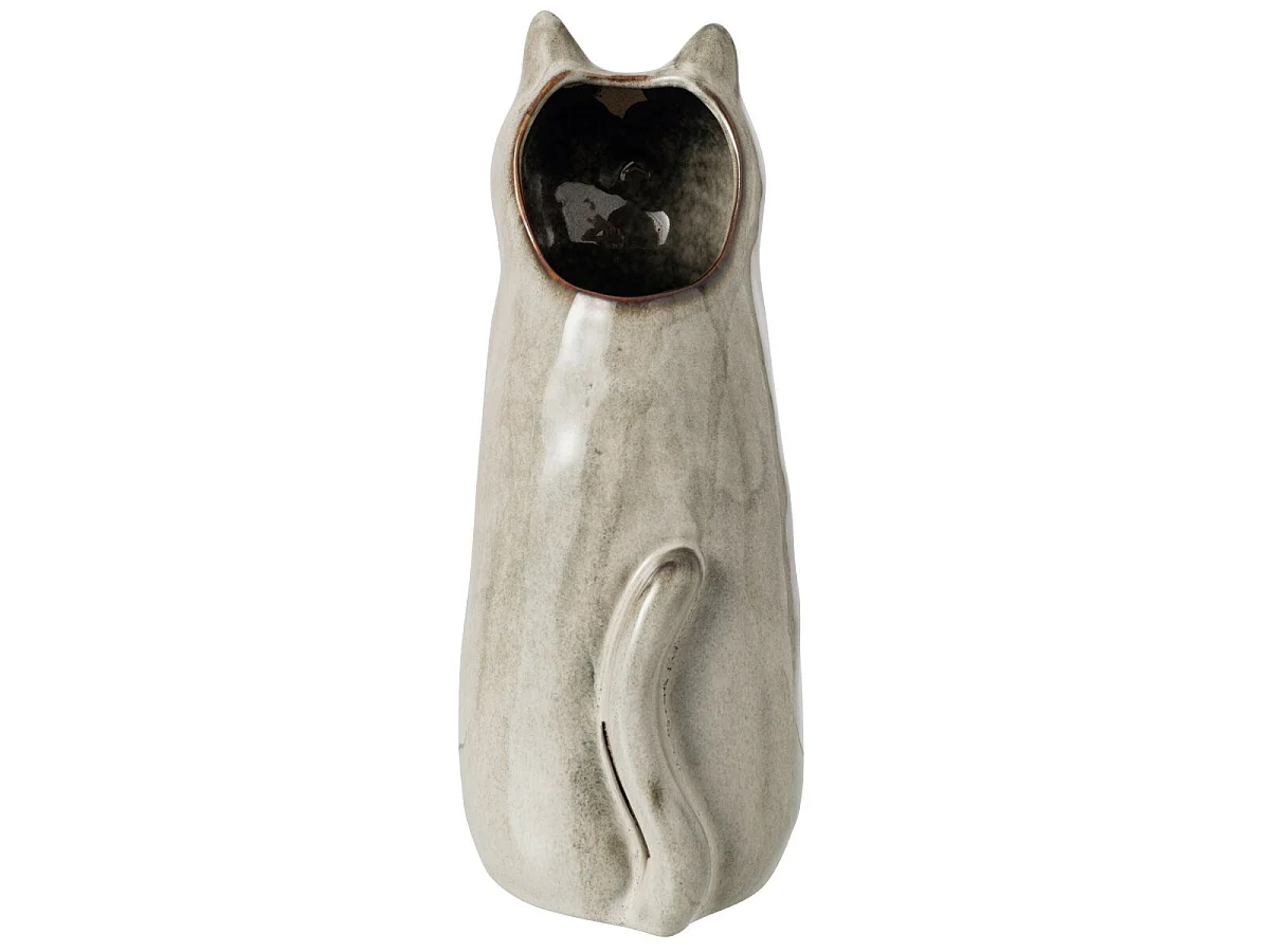 Vase Design en Porcelaine "Chat" 26cm Gris Vert