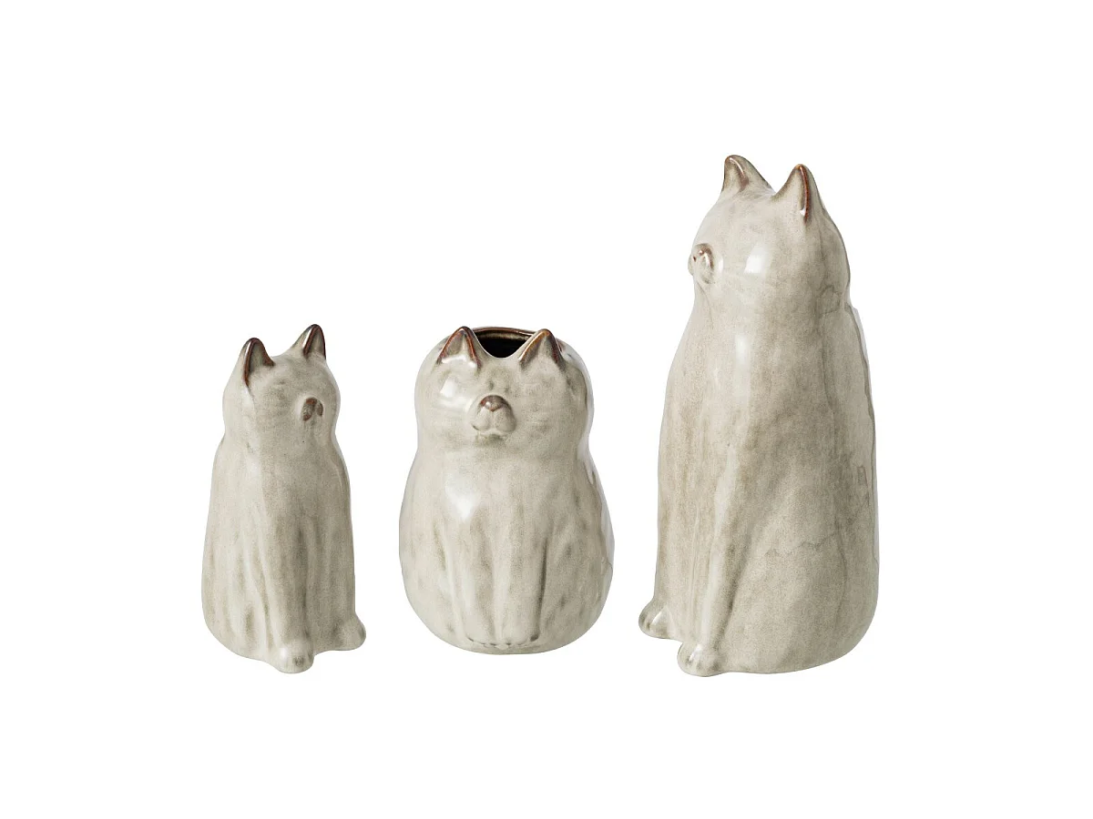Vase Design en Porcelaine "Chat" 26cm Gris Vert
