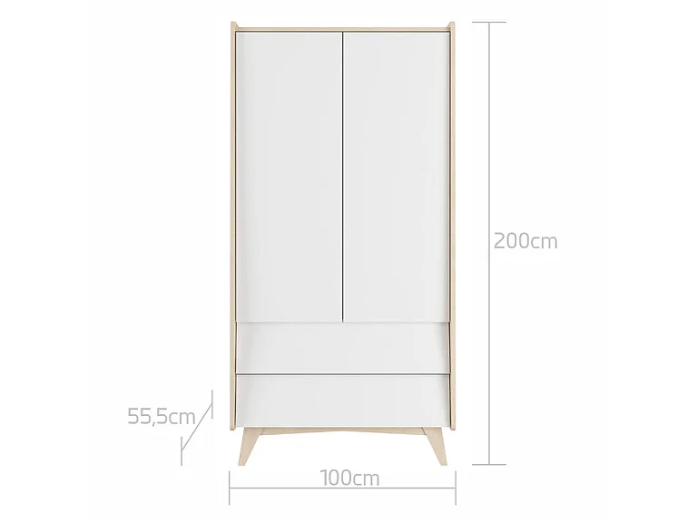 Schrank mit 2 Türen und 2 Schubladen „Bellamy So Sixty“ in Weiß und Holz