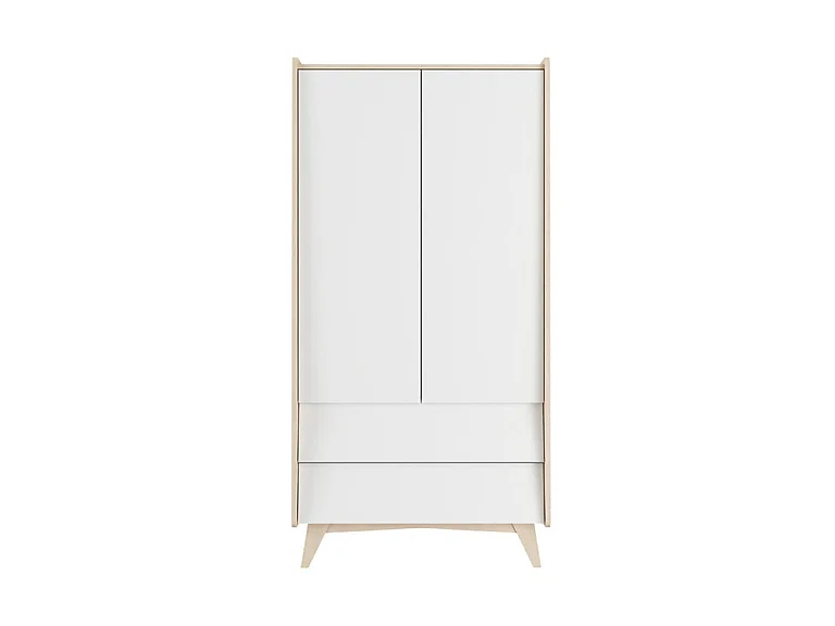Lit évolutif 70x140 et armoire 2 portes Bellamy So Sixty Blanc et bois
