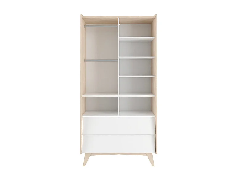 Lit évolutif 70x140 et armoire 2 portes Bellamy So Sixty Blanc et bois