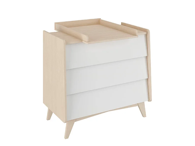 Chambre complète lit évolutif 70x140 commode à langer et armoire 2 portes Bellamy So Sixty Blanc et bois