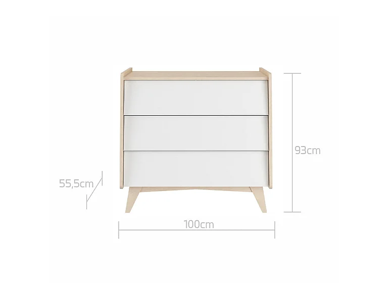 Lit évolutif 70x140 et commode 3 tiroirs Bellamy So Sixty Blanc et bois