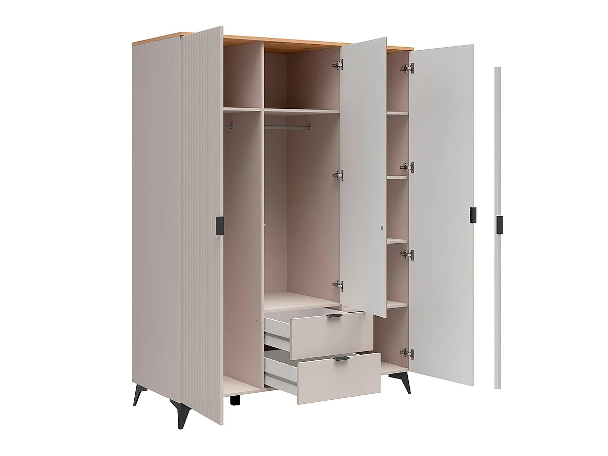 Vicky 3-Door, 2-Drawer Cabinet in Cashmere and Wood