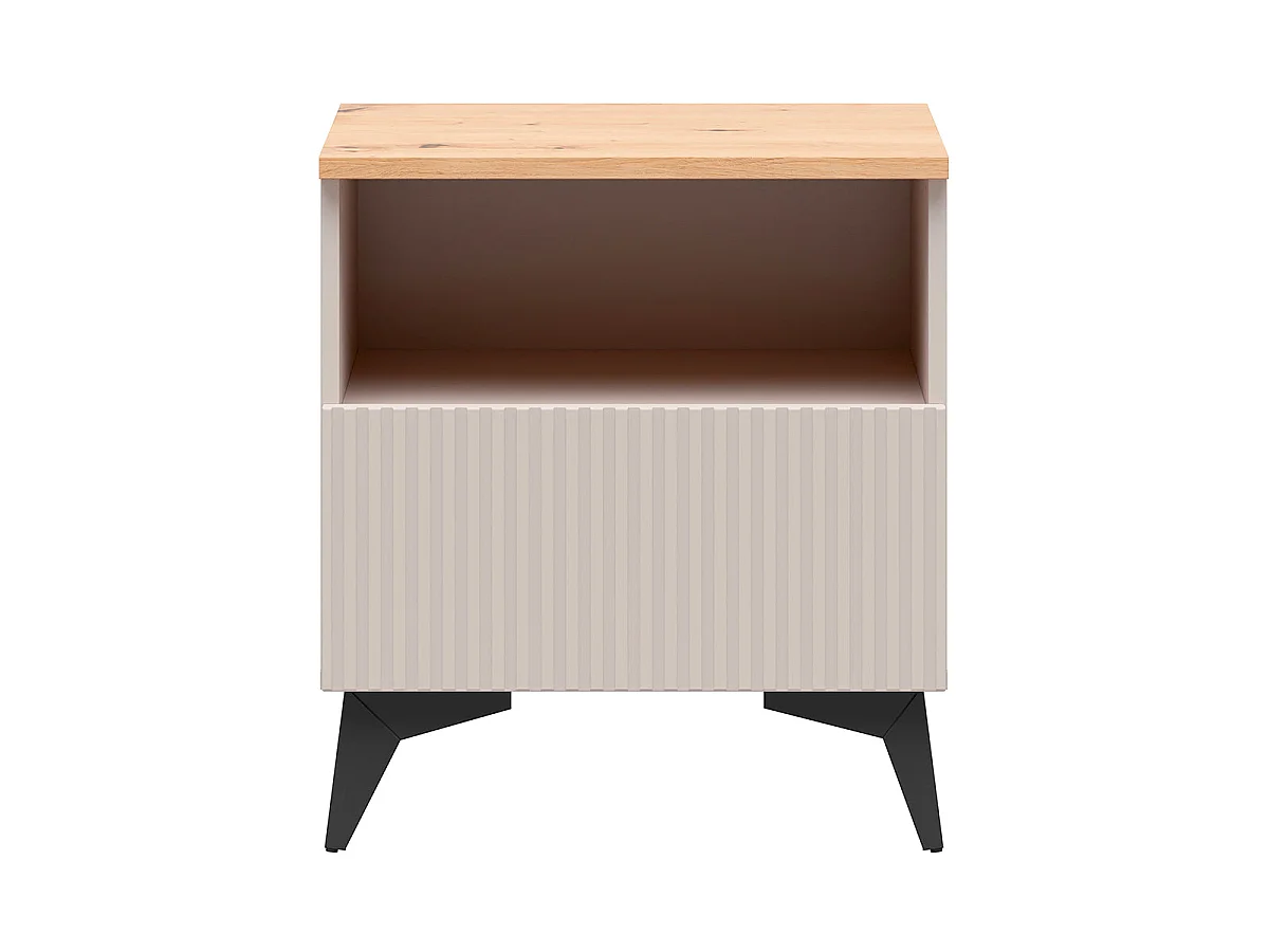 Vicky Nightstand with 1 Drawer and 1 Compartment in Cashmere and Wood