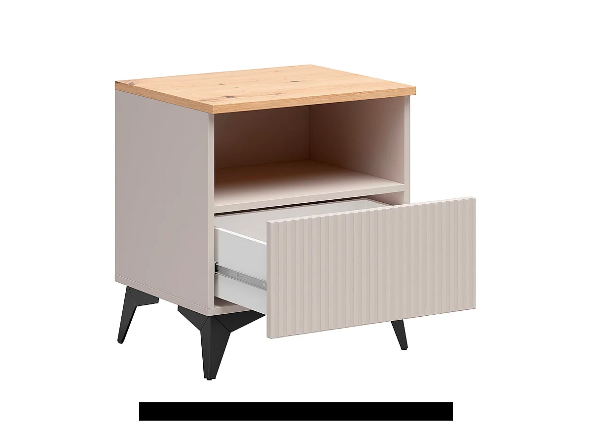 Vicky Nightstand with 1 Drawer and 1 Compartment in Cashmere and Wood