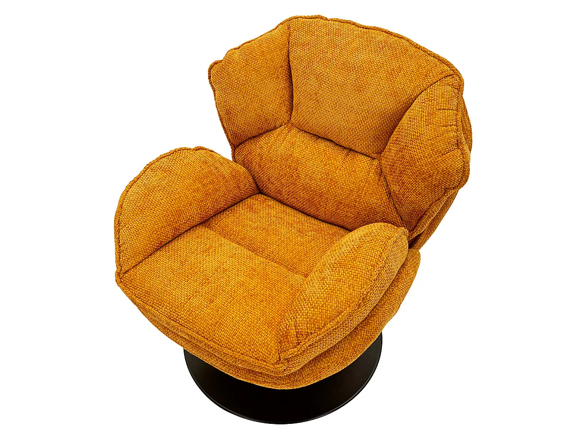 Fauteuil pivotant Dustin tissu chenille Orange et Noir