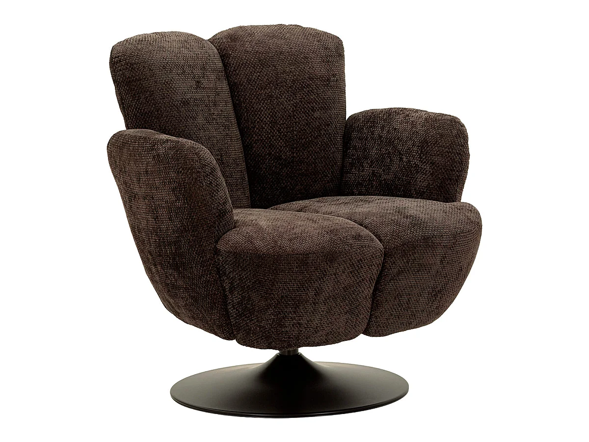Fauteuil pivotant Jesse tissu chenille Noir