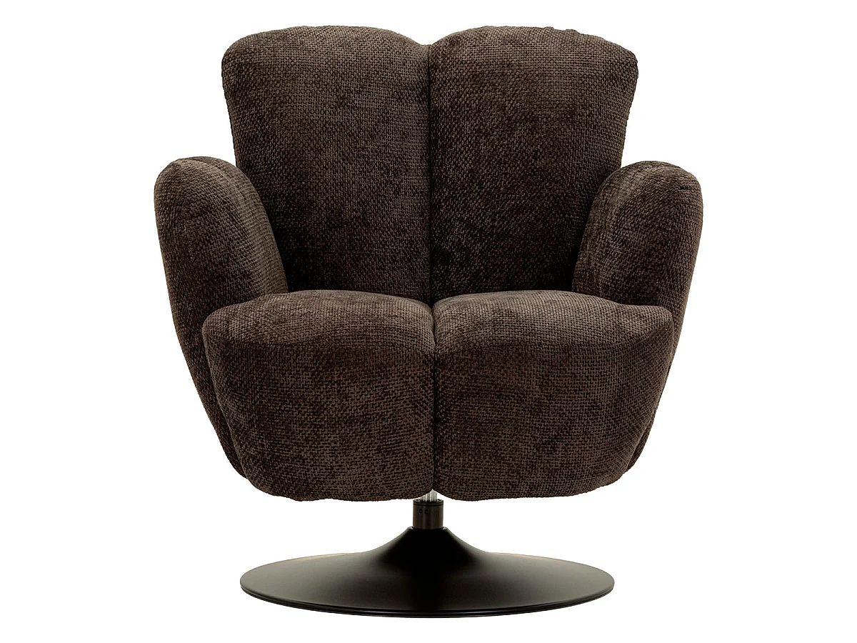 Fauteuil pivotant Jesse tissu chenille Noir