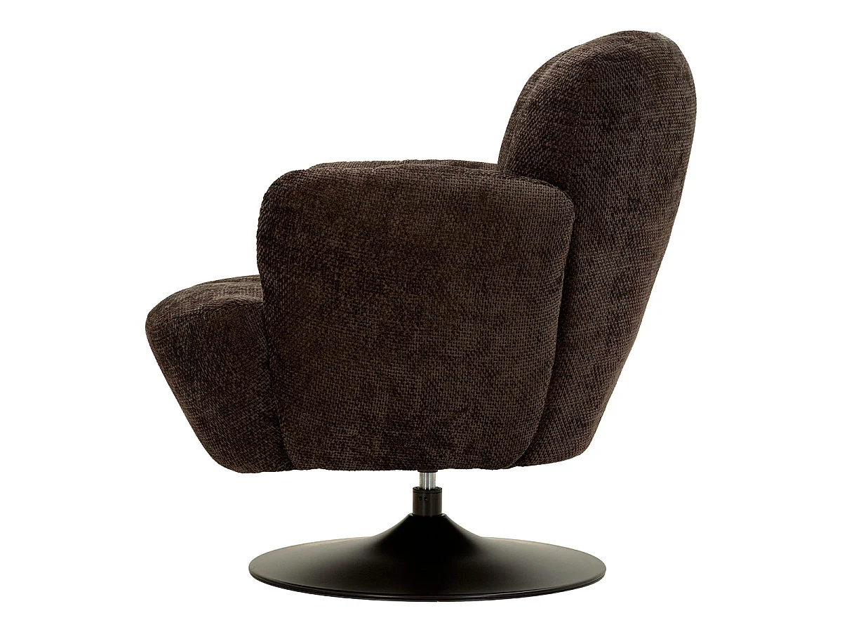 Fauteuil pivotant Jesse tissu chenille Noir