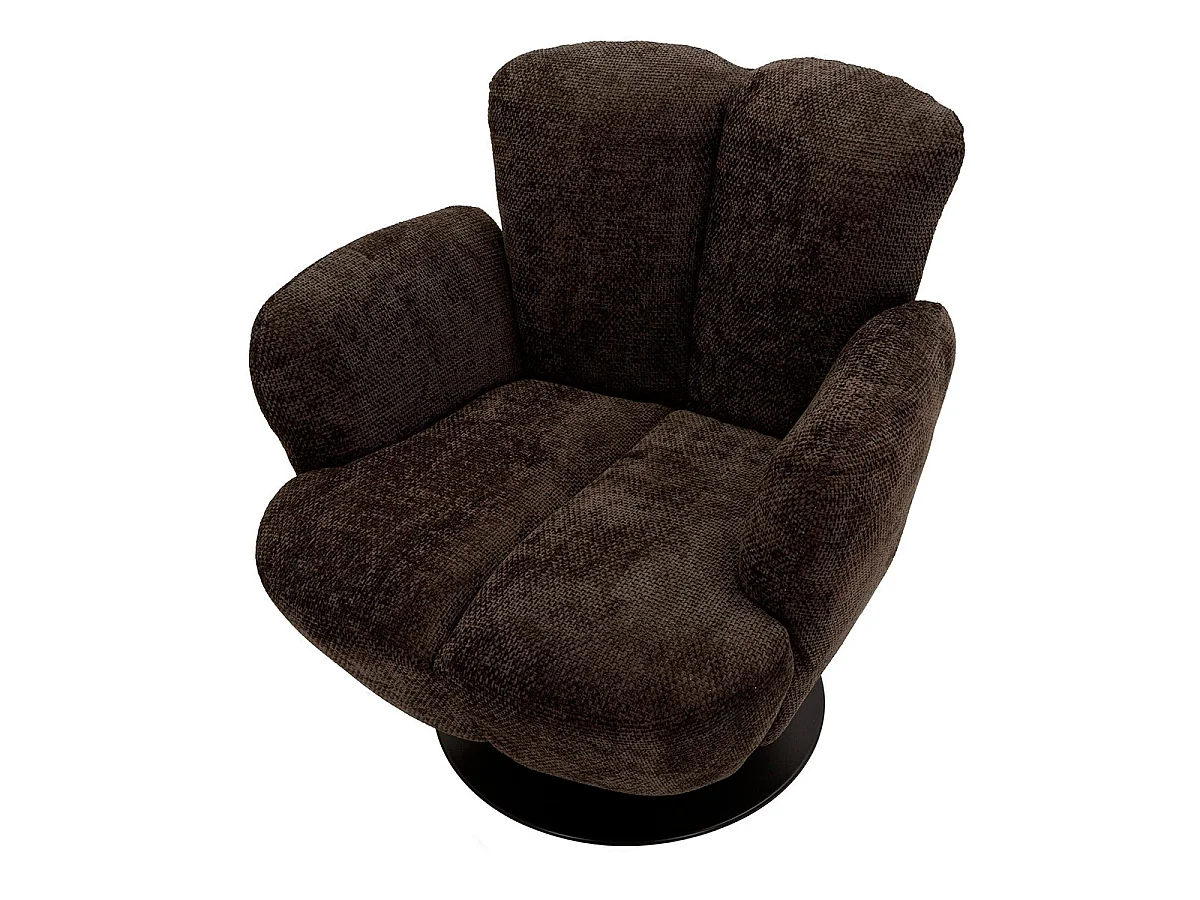 Fauteuil pivotant Jesse tissu chenille Noir