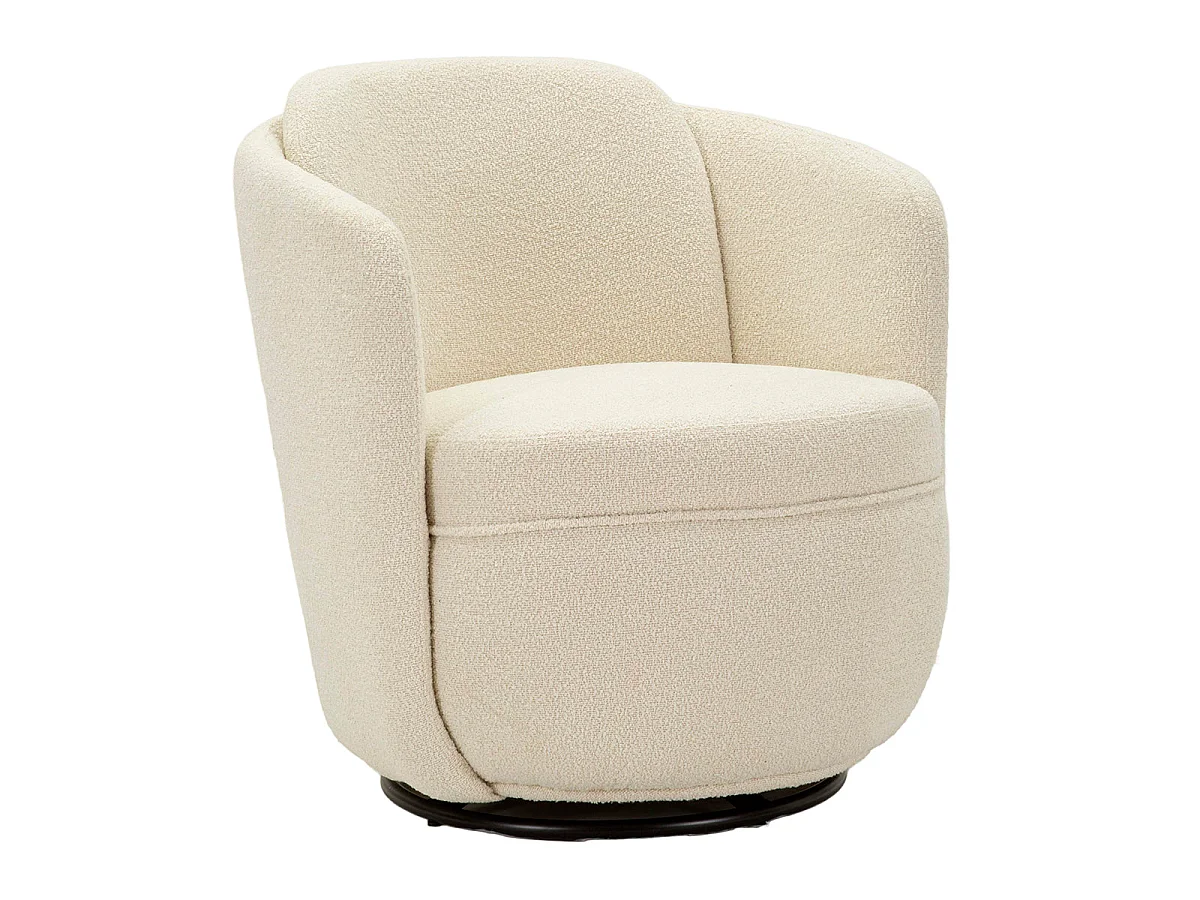 Fauteuil pivotant Turin tissu bouclette Crème