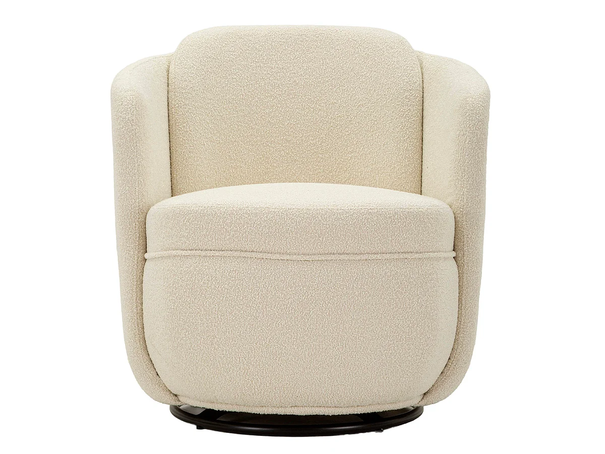 Fauteuil pivotant Turin tissu bouclette Crème