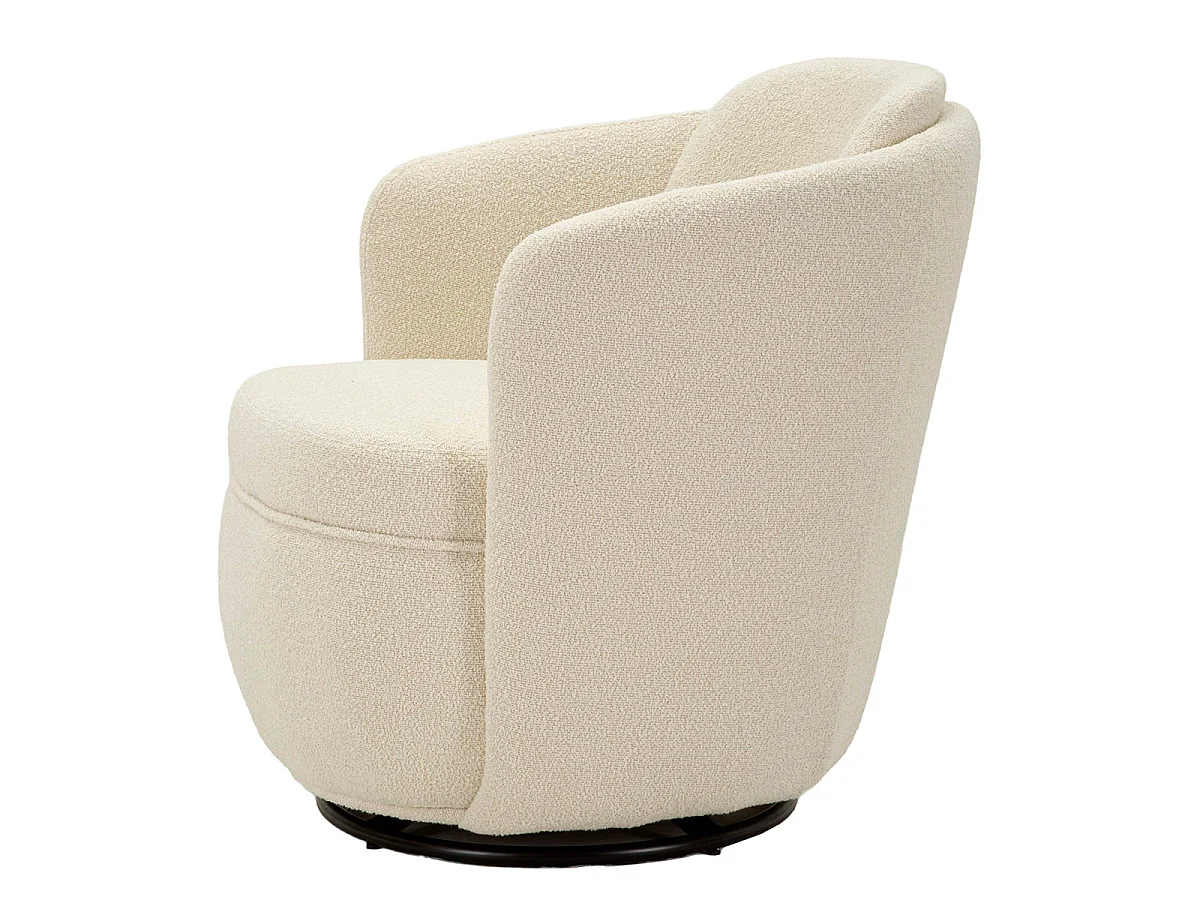 Fauteuil pivotant Turin tissu bouclette Crème