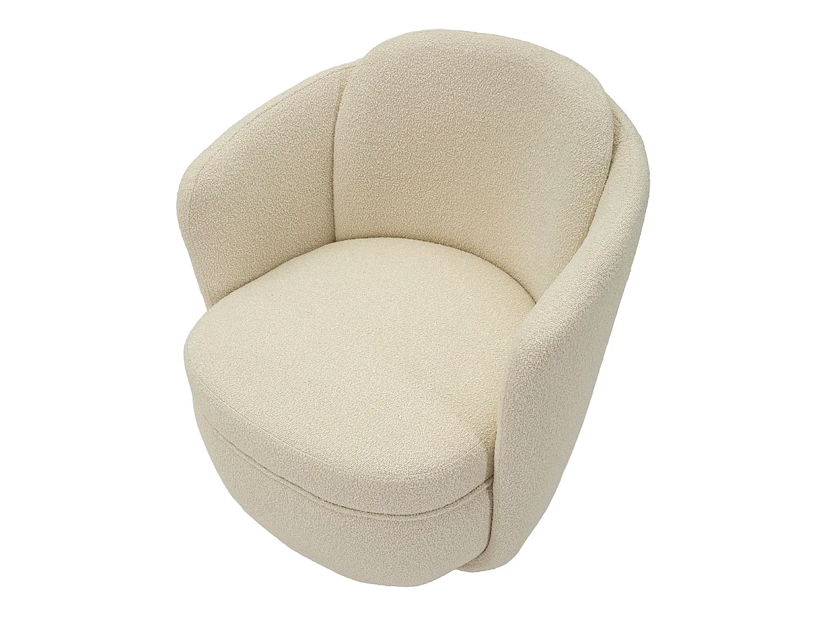 Fauteuil pivotant Turin tissu bouclette Crème