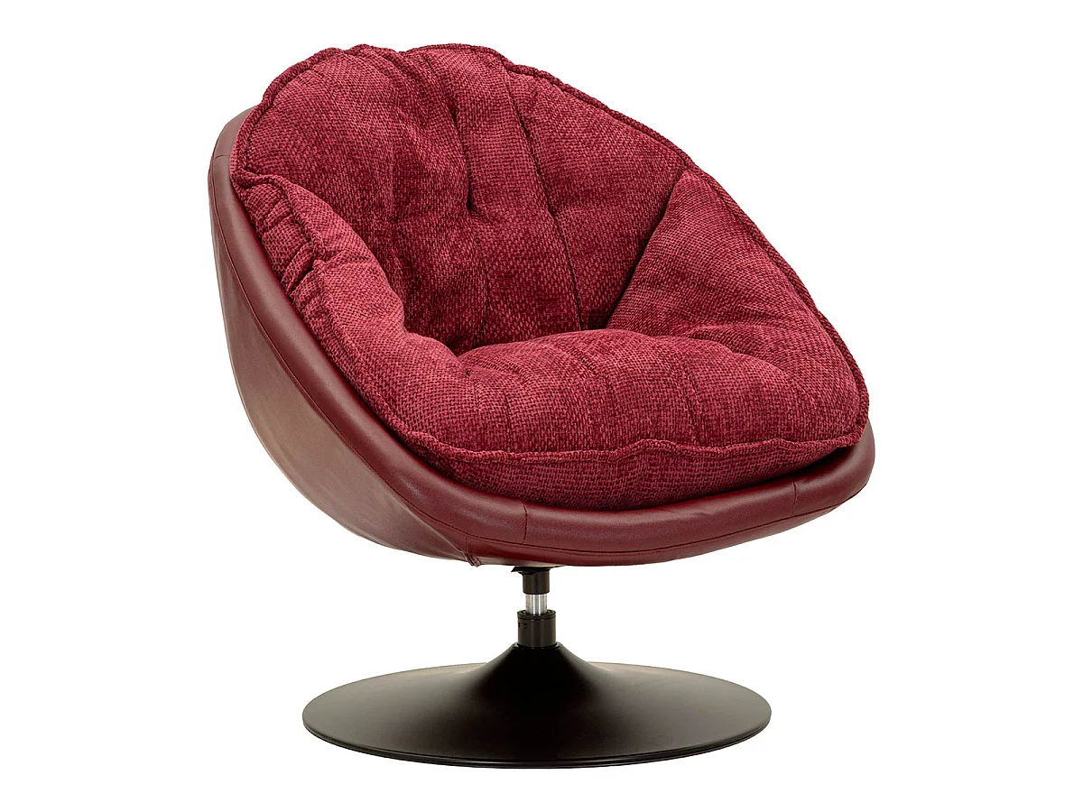 Fauteuil pivotant Corey tissu chenille Bordeaux et Noir