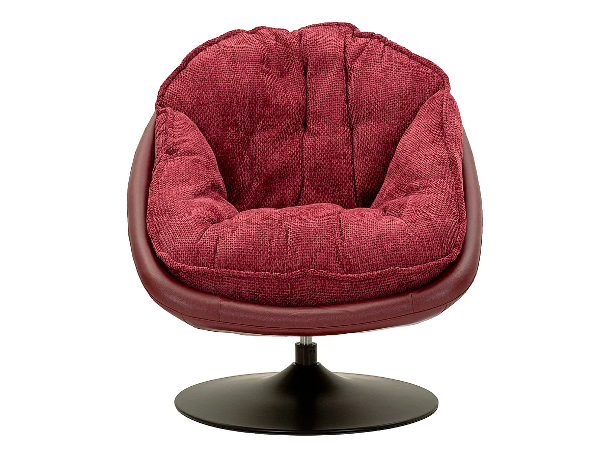 Fauteuil pivotant Corey tissu chenille Bordeaux et Noir