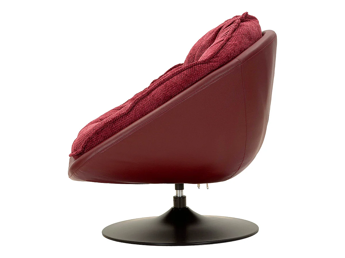 Fauteuil pivotant Corey tissu chenille Bordeaux et Noir