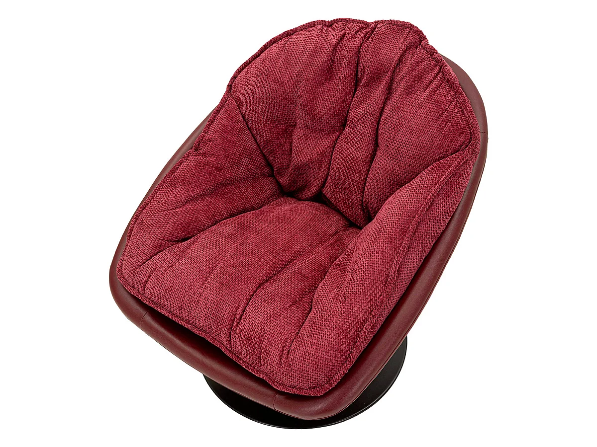 Fauteuil pivotant Corey tissu chenille Bordeaux et Noir