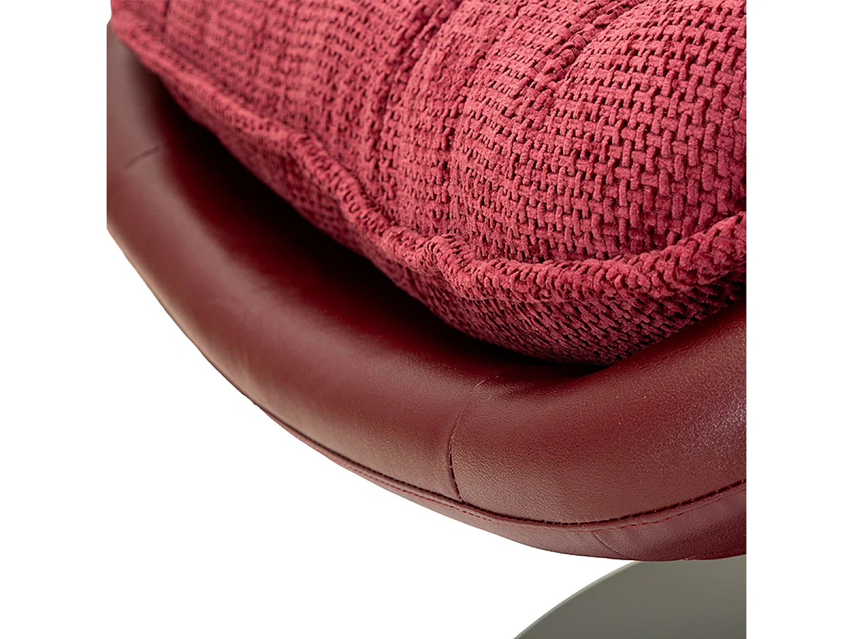 Fauteuil pivotant Corey tissu chenille Bordeaux et Noir