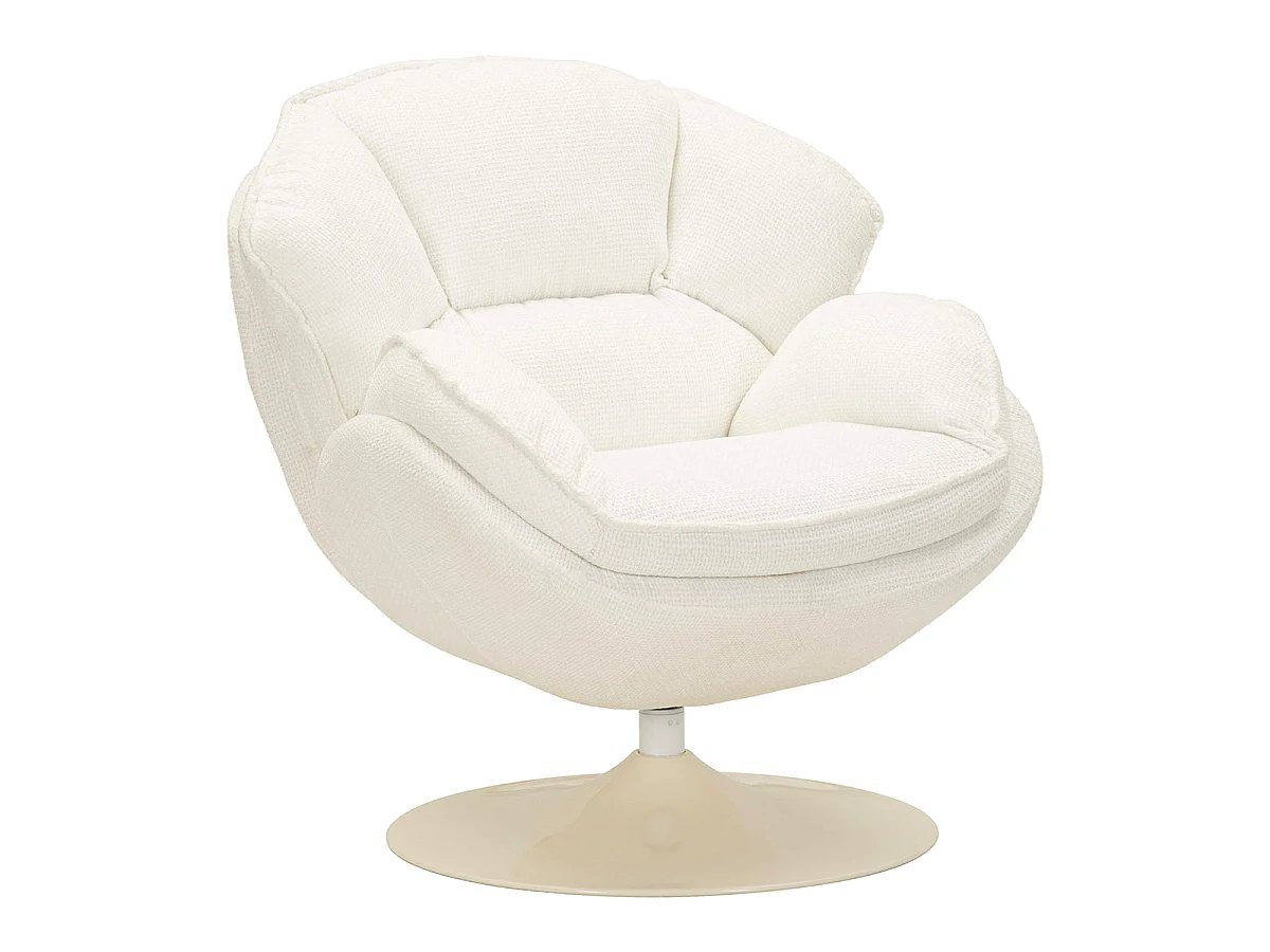Poltrona giratória Dustin tecido chenille Branco e Creme