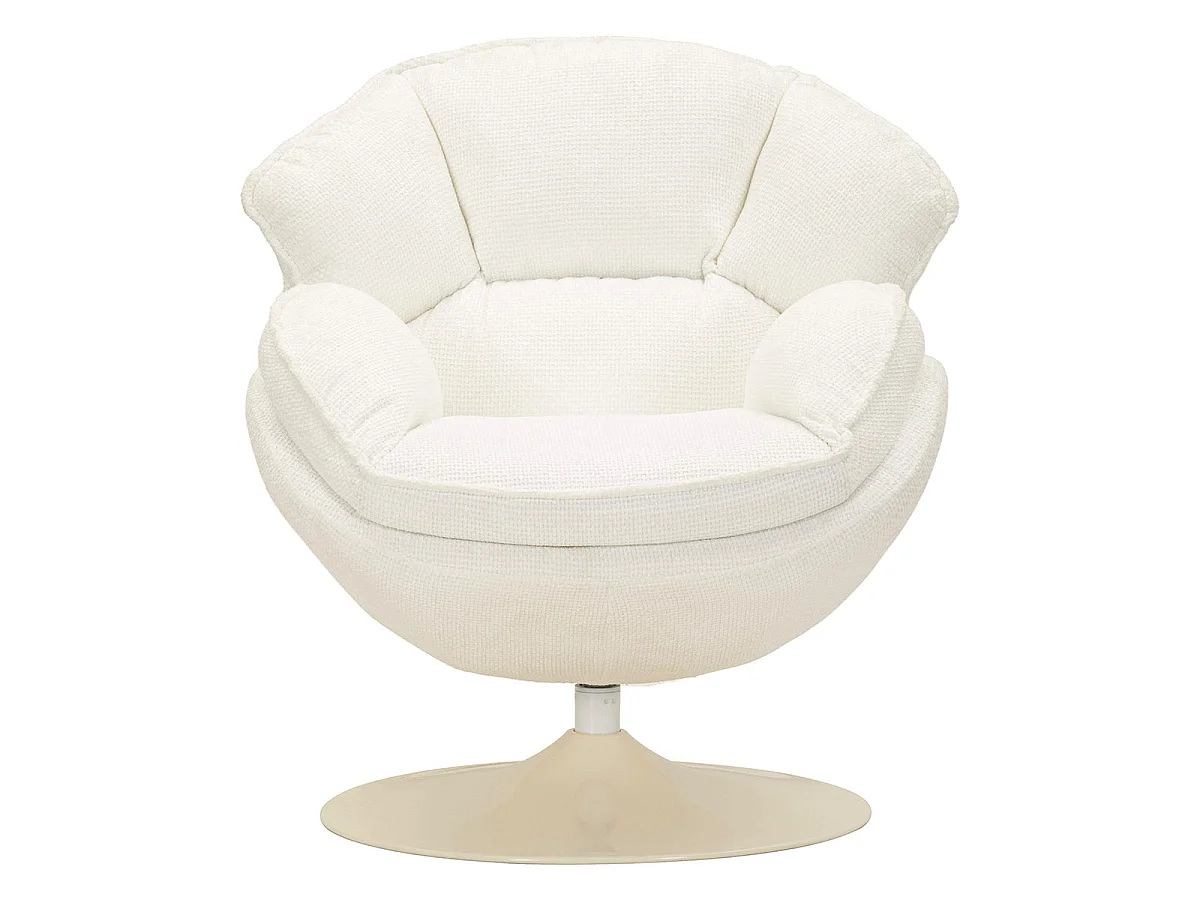 Poltrona giratória Dustin tecido chenille Branco e Creme