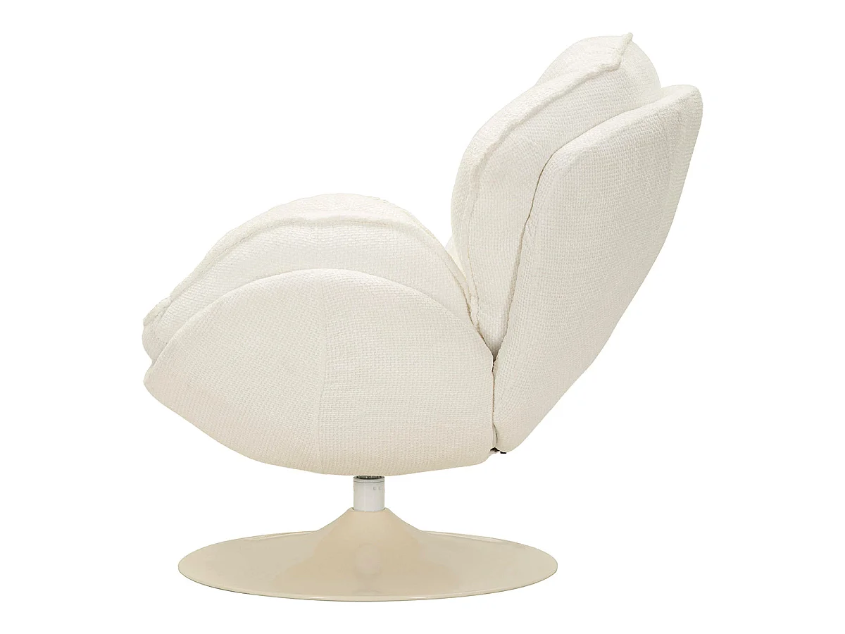 Poltrona giratória Dustin tecido chenille Branco e Creme