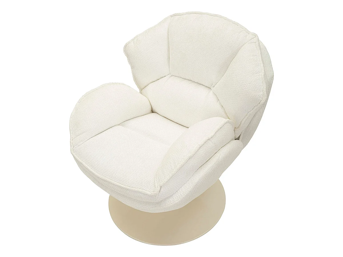 Poltrona giratória Dustin tecido chenille Branco e Creme
